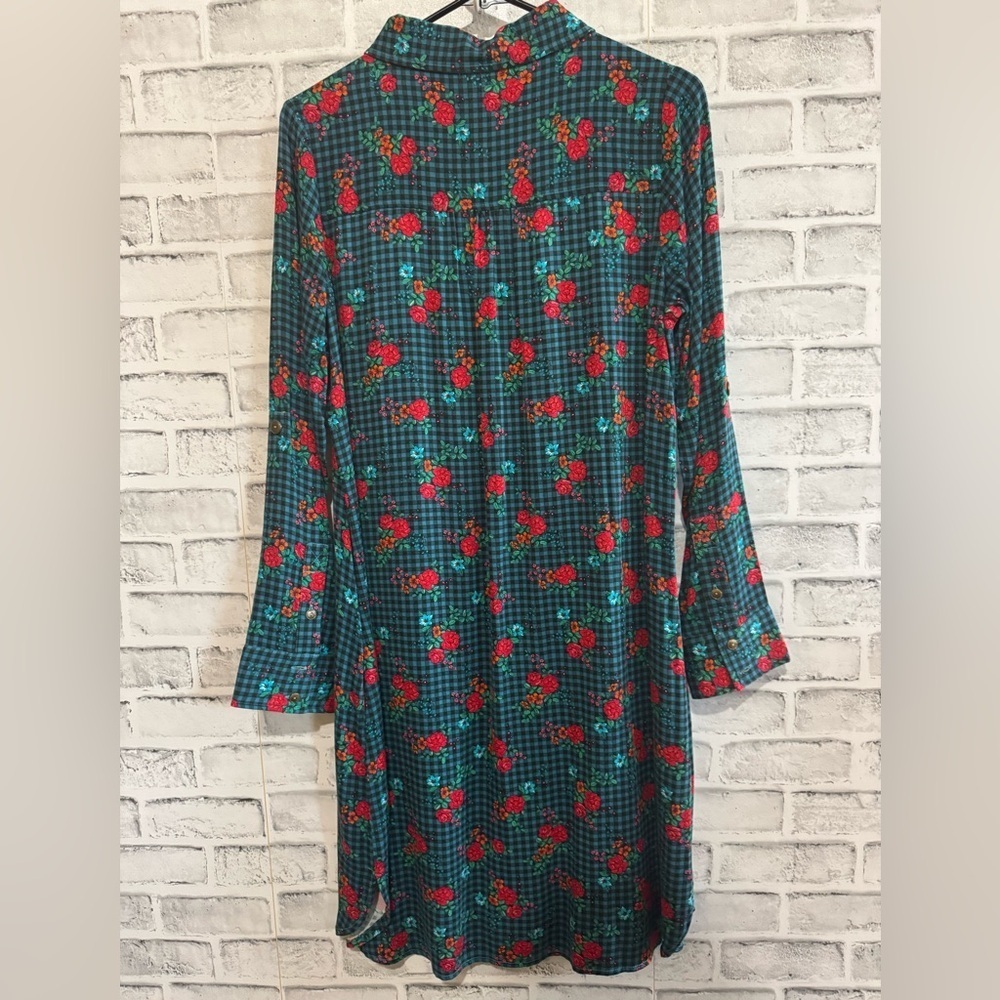 NWT! Women’s Matilda Jane blue/black checkered floral button down dress Small - Picture 3 of 6